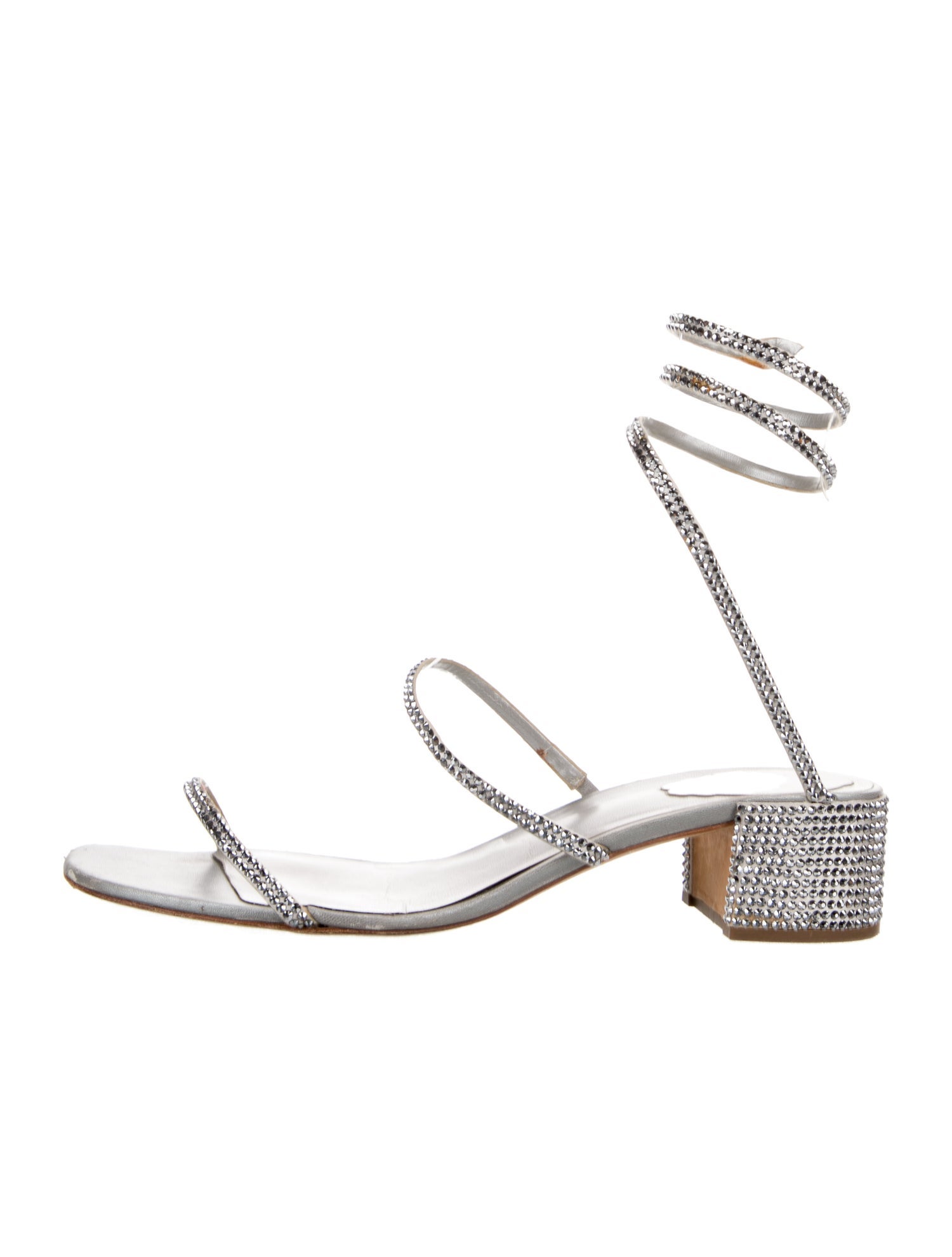 René Caovilla Leather Crystal Embellishments Sandals