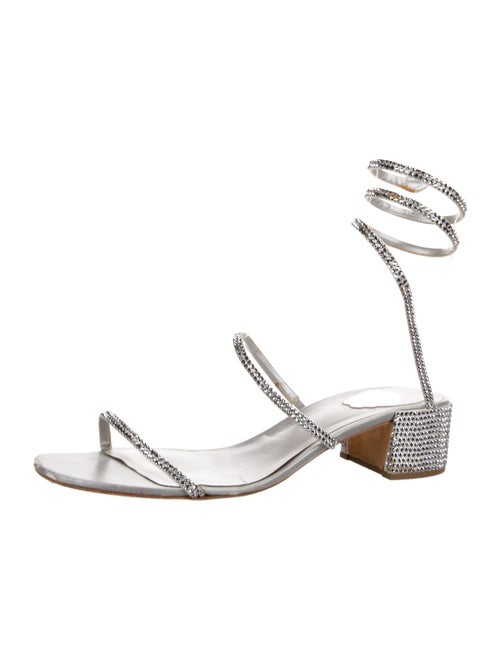 René Caovilla Leather Crystal Embellishments Sandals