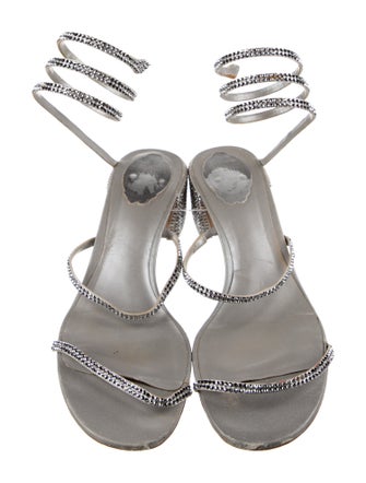René Caovilla Leather Crystal Embellishments Sandals