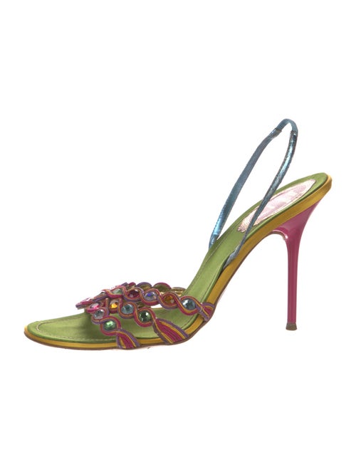 René Caovilla Satin Colorblock Pattern Slingback Sandals