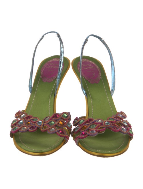 René Caovilla Satin Colorblock Pattern Slingback Sandals