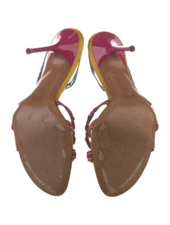 René Caovilla Satin Colorblock Pattern Slingback Sandals