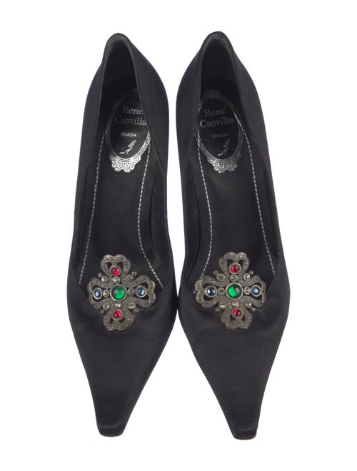 René Caovilla Satin Crystal Embellishments Pumps