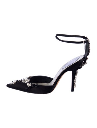 René Caovilla Satin Crystal Embellishments D'Orsay Pumps