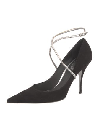 René Caovilla Suede Crystal Embellishments Pumps