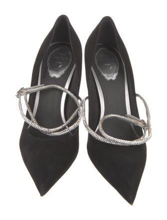 René Caovilla Suede Crystal Embellishments Pumps