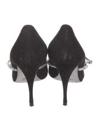 René Caovilla Suede Crystal Embellishments Pumps