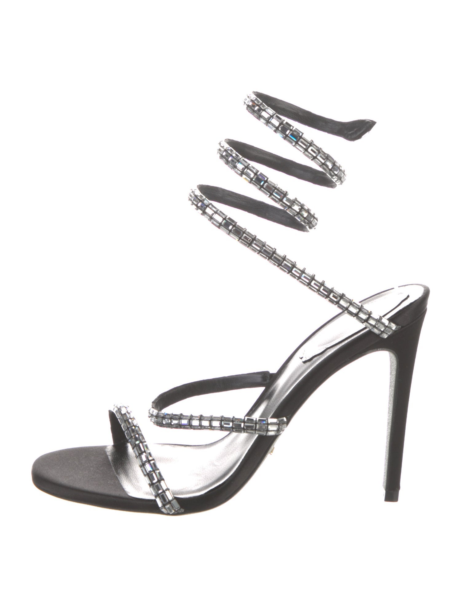 René Caovilla Satin Glitter Accents Gladiator Sandals