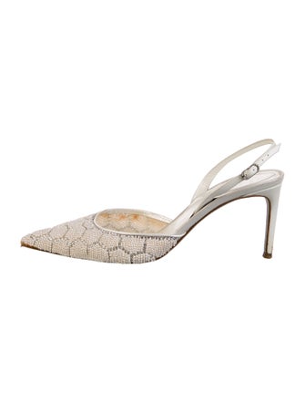 René Caovilla Crystal Crystal Embellishments Slingback Pumps