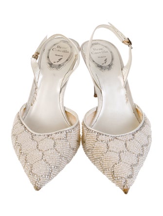 René Caovilla Crystal Crystal Embellishments Slingback Pumps