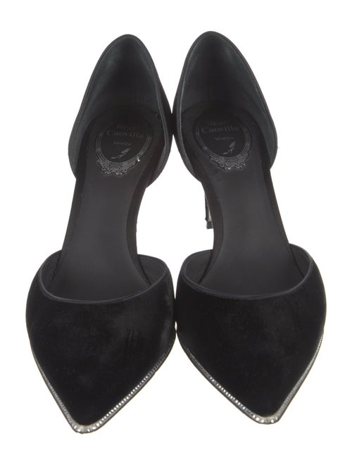 René Caovilla Velvet Crystal Embellishments D'Orsay Pumps