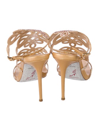 René Caovilla Leather Animal Print Gladiator Sandals