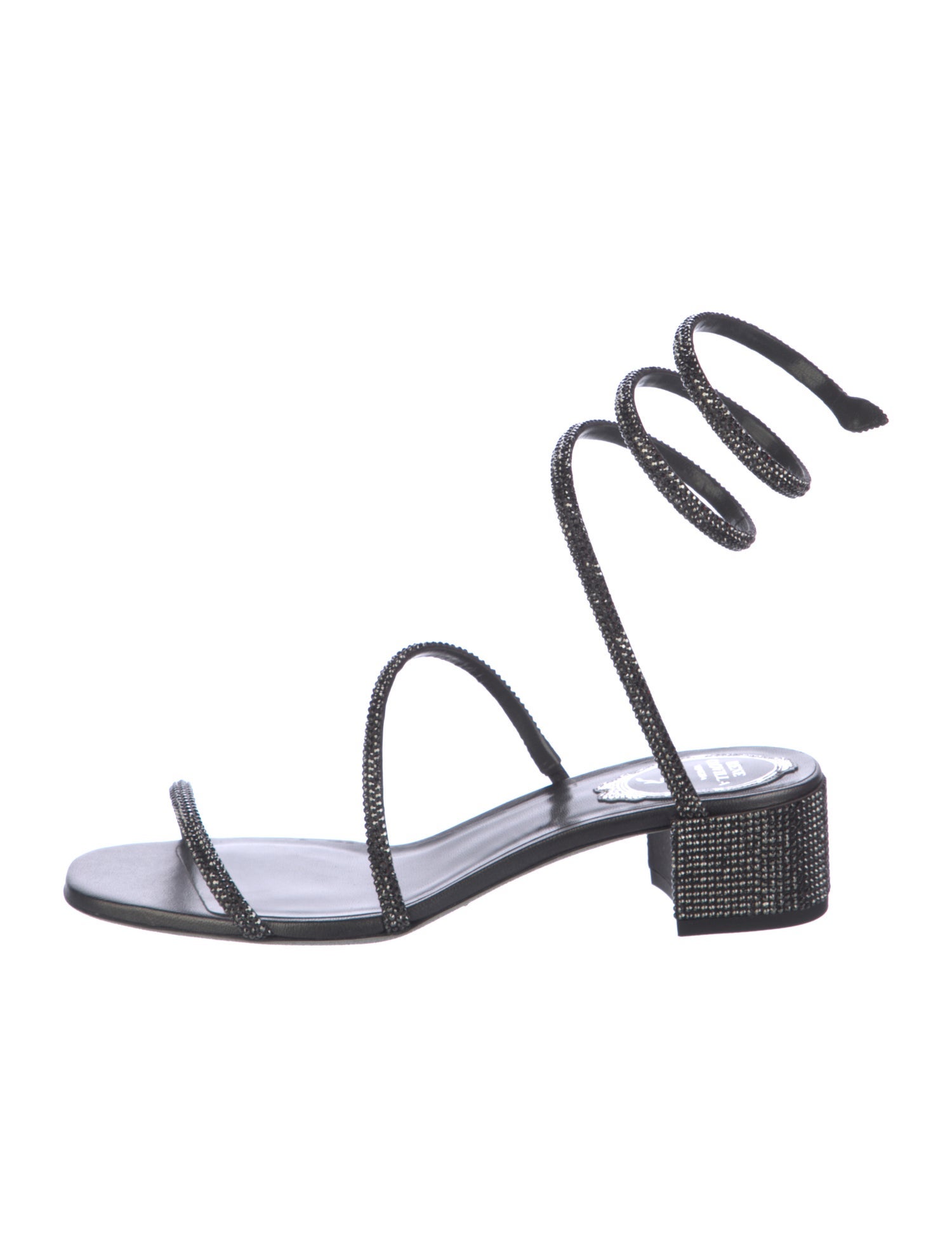 René Caovilla Leather Crystal Embellishments T-Strap Pumps w/ Tags