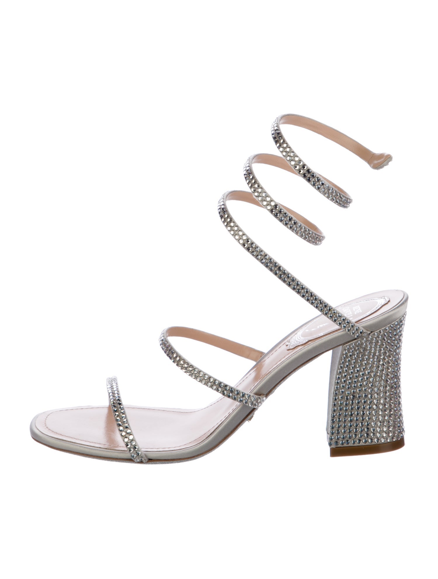 René Caovilla Satin Crystal Embellishments Sandals w/ Tags
