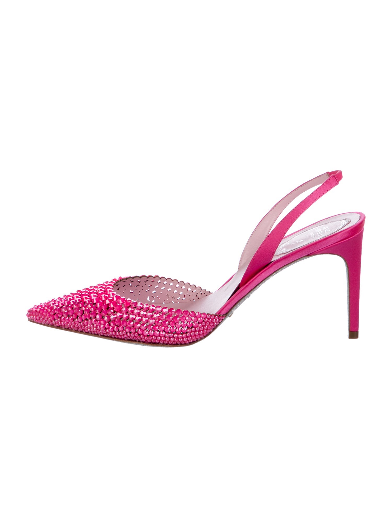 René Caovilla Satin Slingback Pumps w/ Tags