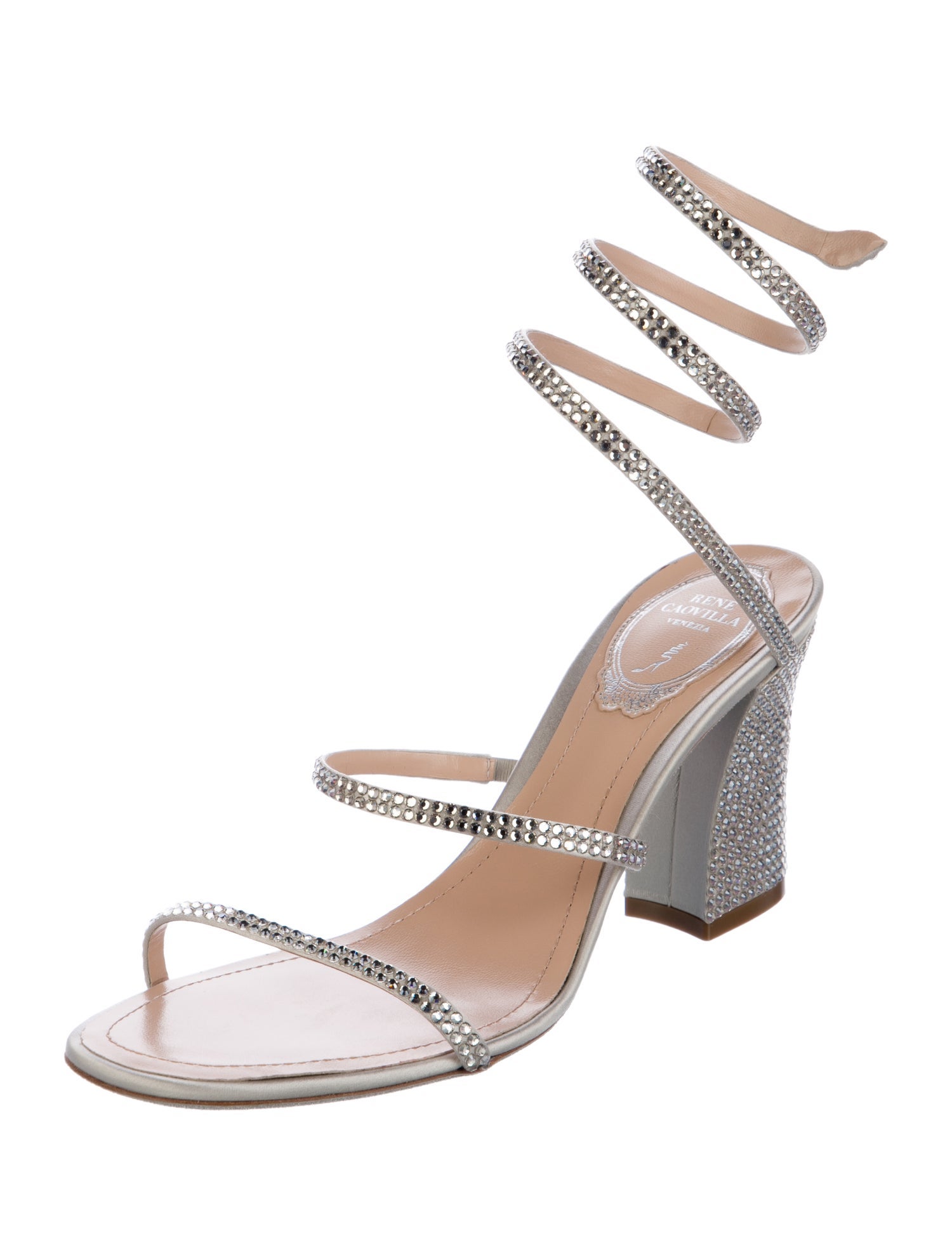 René Caovilla Satin Crystal Embellishments Gladiator Sandals w/ Tags