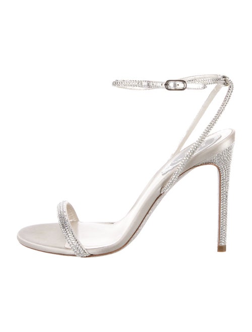 René Caovilla Satin Crystal Embellishments Sandals