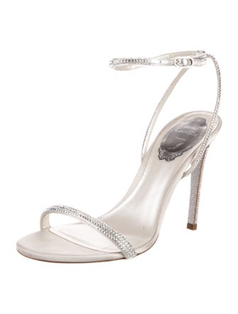 René Caovilla Satin Crystal Embellishments Sandals