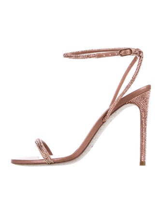 René Caovilla Leather Crystal Embellishments Sandals