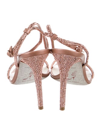 René Caovilla Leather Crystal Embellishments Sandals