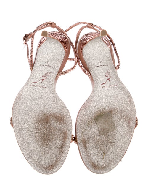 René Caovilla Leather Crystal Embellishments Sandals