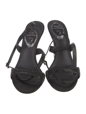 René Caovilla Satin Beaded Accents Sandals