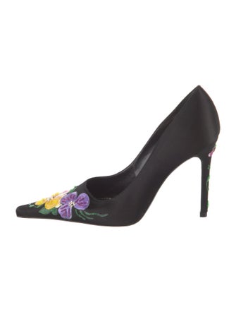 René Caovilla Satin Graphic Print Pumps