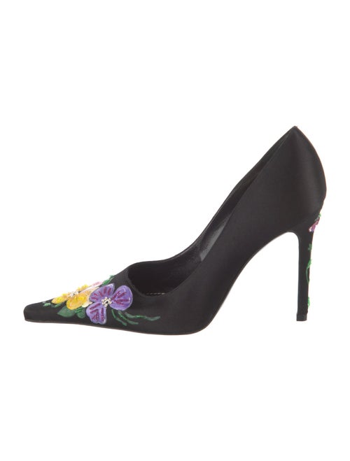 René Caovilla Satin Graphic Print Pumps