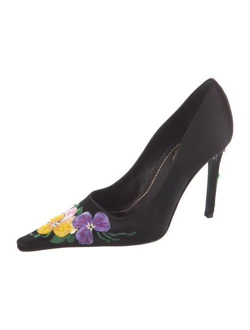 René Caovilla Satin Graphic Print Pumps