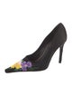 René Caovilla Satin Graphic Print Pumps