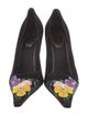 René Caovilla Satin Graphic Print Pumps