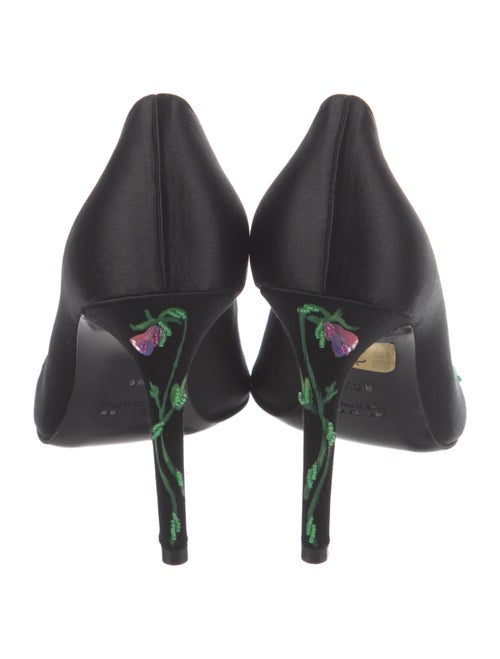 René Caovilla Satin Graphic Print Pumps