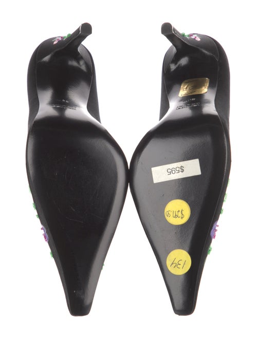 René Caovilla Satin Graphic Print Pumps