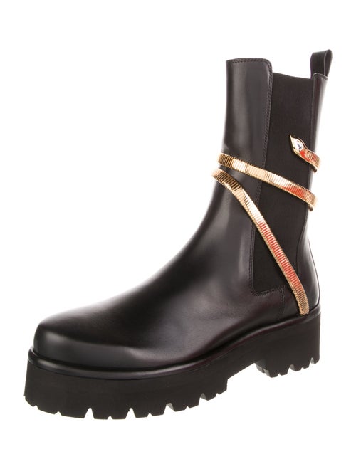 René Caovilla Leather Crystal Embellishments Chelsea Boots