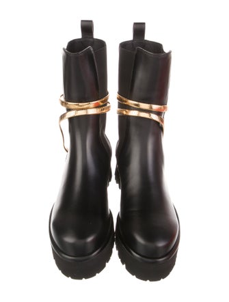 René Caovilla Leather Crystal Embellishments Chelsea Boots