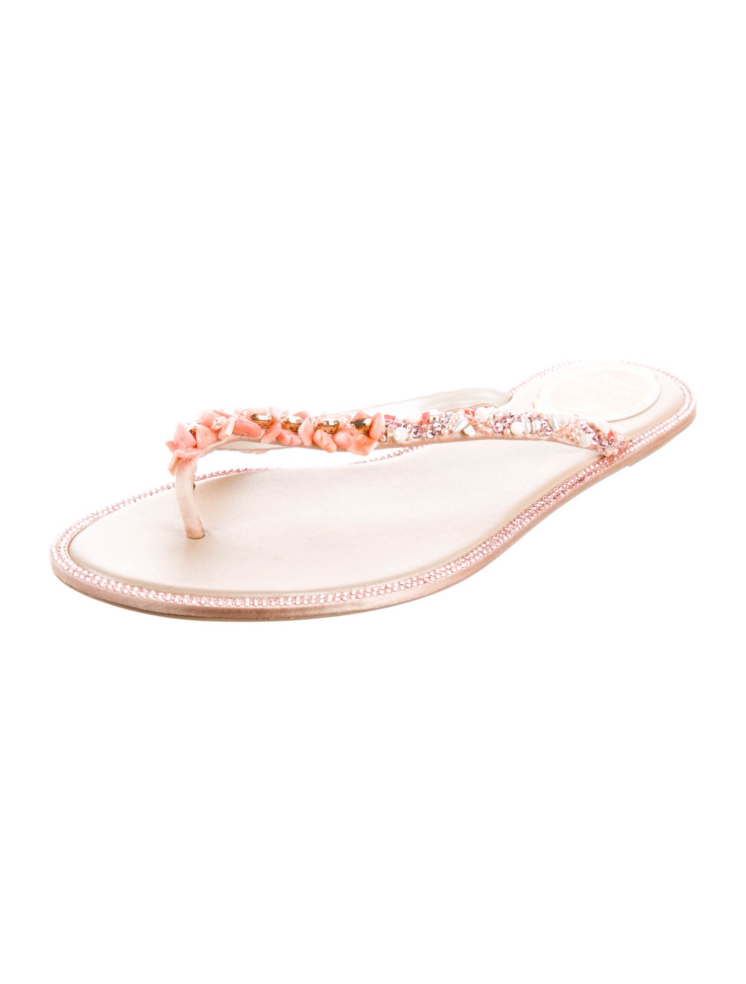 René Caovilla Satin Slides