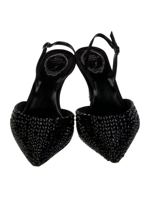 René Caovilla Satin Crystal Embellishments Slingback Pumps