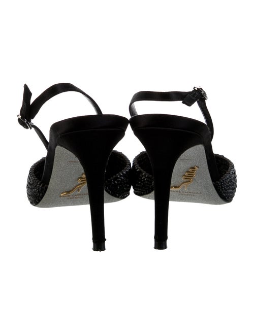 René Caovilla Satin Crystal Embellishments Slingback Pumps