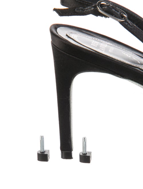 René Caovilla Satin Crystal Embellishments Slingback Pumps