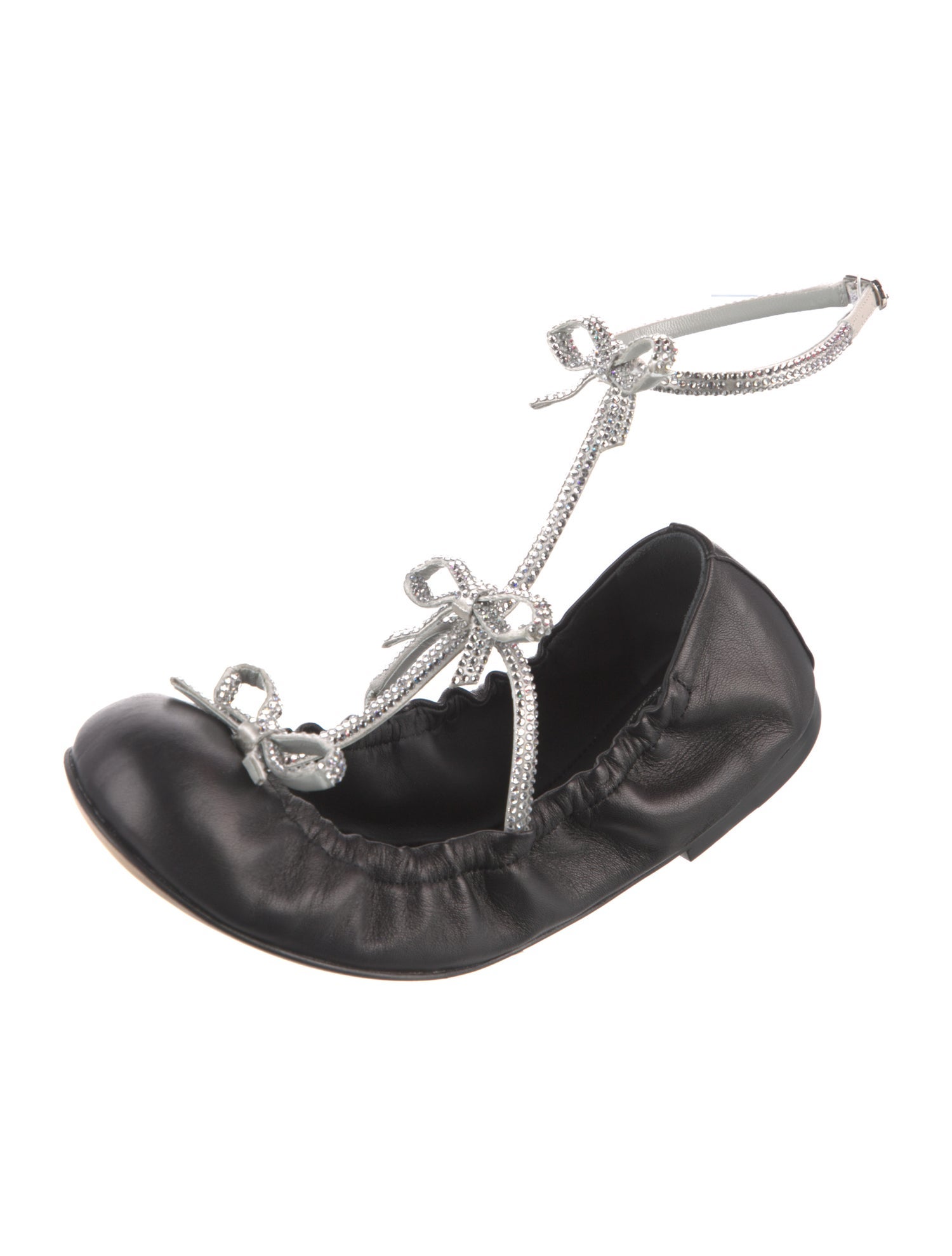 René Caovilla Leather Crystal Embellishments Ballet Flats w/ Tags