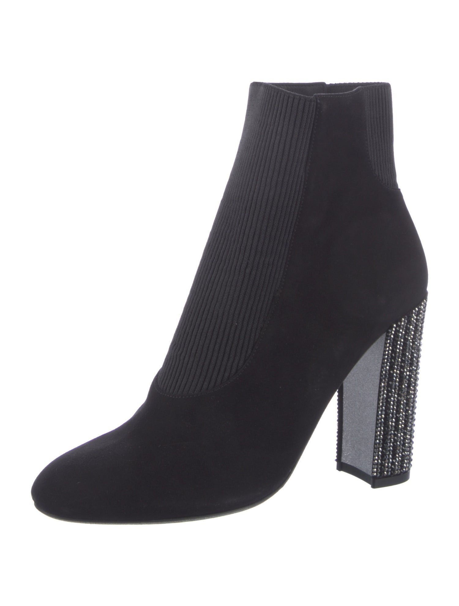 René Caovilla Suede Crystal Embellishments Sock Boots