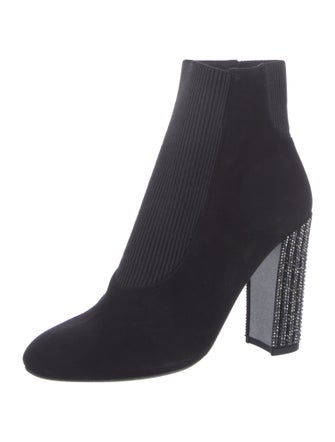 René Caovilla Suede Crystal Embellishments Sock Boots