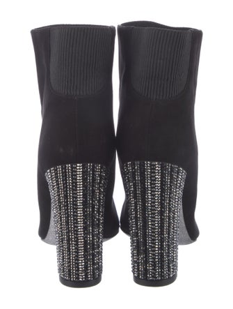 René Caovilla Suede Crystal Embellishments Sock Boots