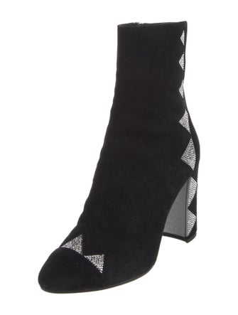 René Caovilla Suede Crystal Embellishments Boots