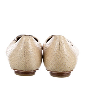 René Caovilla Snakeskin Crystal Embellishments Ballet Flats