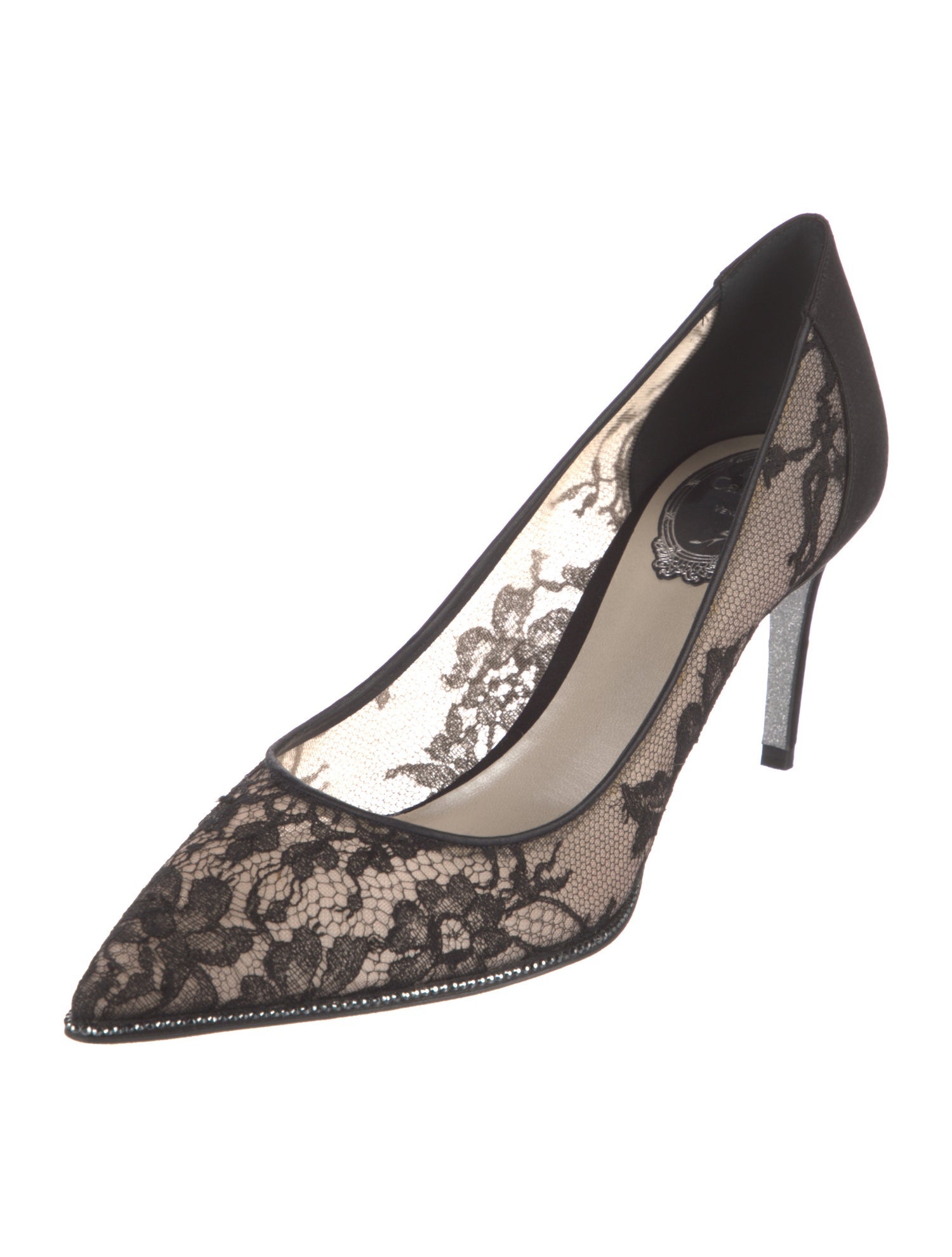 René Caovilla Lace Lace Trim Embellishment Pumps