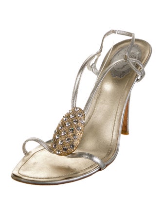 René Caovilla Leather Slingback Sandals