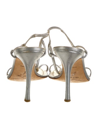 René Caovilla Leather Slingback Sandals