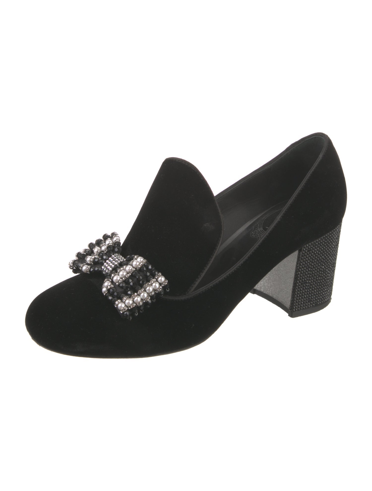 René Caovilla Velvet Crystal Embellishments Pumps