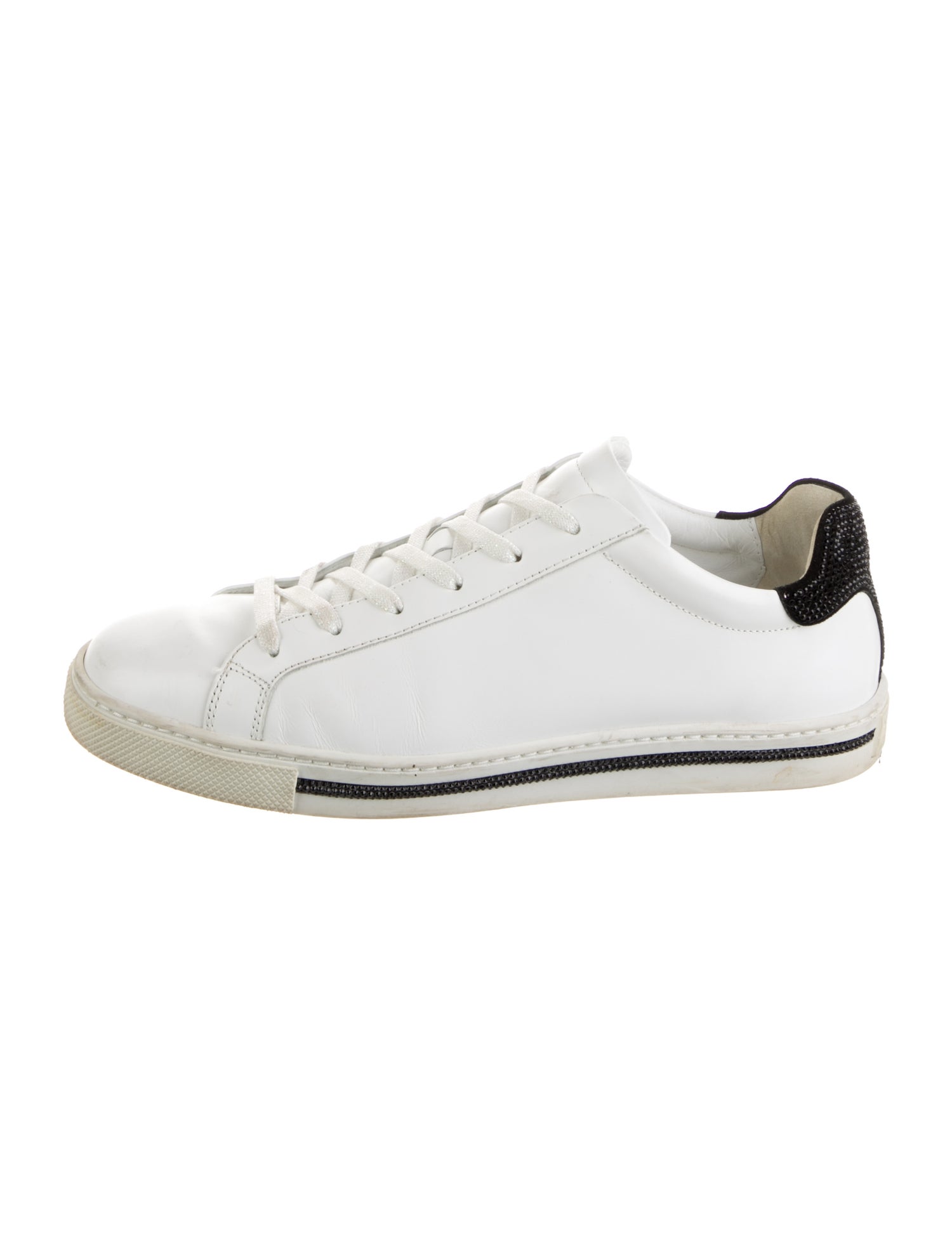 René Caovilla Leather Crystal Embellishments Sneakers
